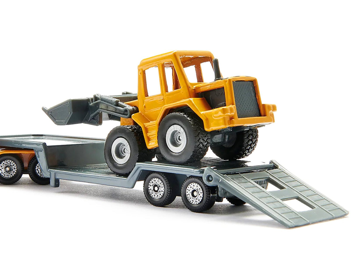 Truck with Low Loader Trailer and Front Loader Yellow Diecast Model by Siku-SIKU-ModelCars.com