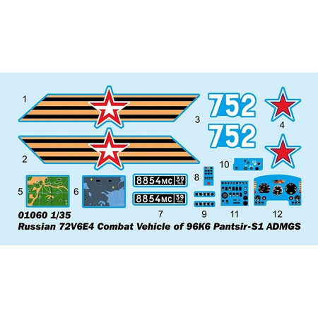 Trumpeter 1/35 Russian 72V6E4 Combat Vehicle of 96K6 Pantsir - S1 ADMGS 01060 - Heartland - ModelCars.com