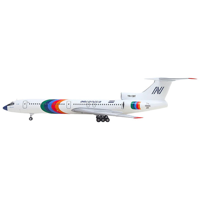 Tupolev TU-154M Commercial Aircraft "Aeronica" (YN-CBT) White with Stripes 1/200 Diecast Model by Herpa-Herpa-ModelCars.com