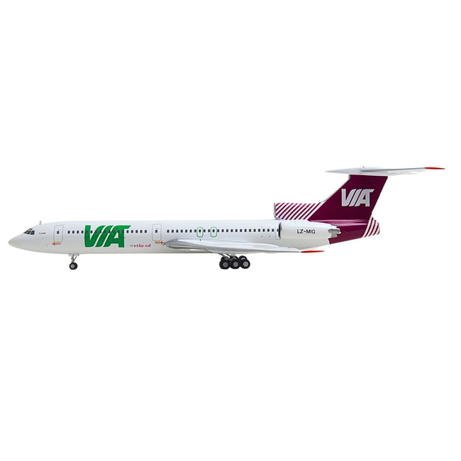 Tupolev TU-154M Commercial Aircraft "Air Via" (LZ-MIG) White with Red Tail 1/200 Diecast Model by Herpa-Herpa-ModelCars.com