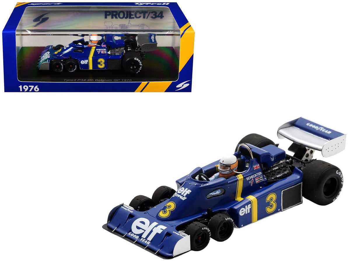 Tyrrell P34 3 Jody Scheckter Formula One F1 "Belgian GP" (1976) with Driver 1/43 Model Car by Spark-Spark-ModelCars.com