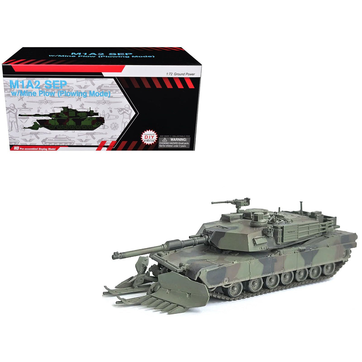 United States M1A2 SEP (System Enhancement Package) Tank with Mine Plow (Plowing Mode) "United States Army 1st Battalion 16th Cav. Reg. Fort Knox" (2002)" Green Camouflage "NEO Dragon Armor" Series 1/72 Plastic Model by Dragon Models - Dragon Models - ModelCars.com