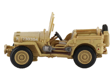 U.S. 1/4 ton Military Vehicle Desert Sand "British 8th Army Gen. Bernard Montgomery Sicily" (1943) Royal Army "Ground Power Series" 1/72 Diecast Model by Hobby Master-Hobby Master-ModelCars.com