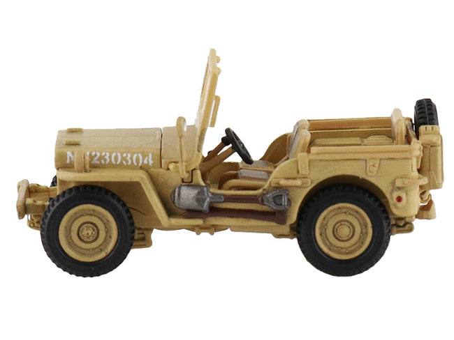 U.S. 1/4 ton Military Vehicle Desert Sand "British 8th Army Gen. Bernard Montgomery Sicily" (1943) Royal Army "Ground Power Series" 1/72 Diecast Model by Hobby Master-Hobby Master-ModelCars.com