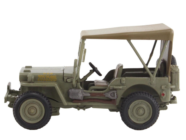 U.S. 1/4 ton Military Vehicle Olive Drab "Gen. Douglas MacArthur Leyte WWII" (1945) United States Army "Ground Power Series" 1/72 Diecast Model by Hobby Master-Hobby Master-ModelCars.com