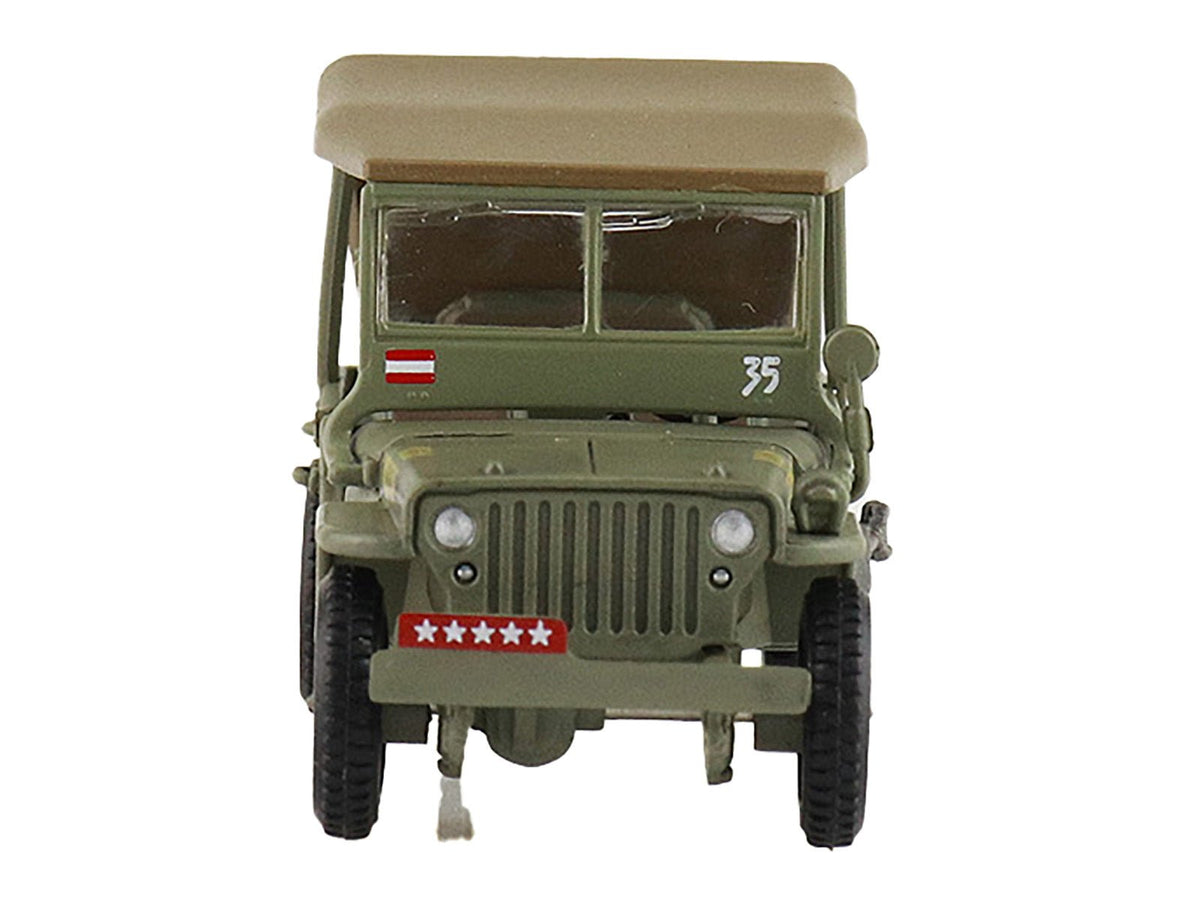 U.S. 1/4 ton Military Vehicle Olive Drab "Gen. Douglas MacArthur Leyte WWII" (1945) United States Army "Ground Power Series" 1/72 Diecast Model by Hobby Master-Hobby Master-ModelCars.com