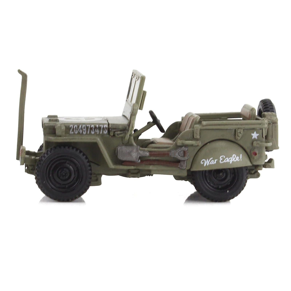 U.S. 1/4 ton Military Vehicle Olive Drab "Gen. George Patton US 3rd Army War Eagle" (1945) United States Army "Ground Power Series" 1/72 Diecast Model by Hobby Master-Hobby Master-ModelCars.com