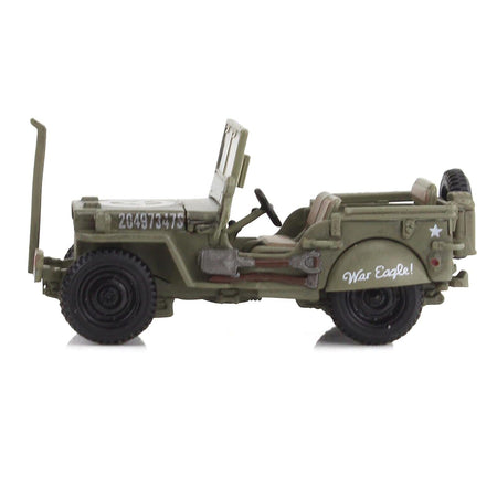 U.S. 1/4 ton Military Vehicle Olive Drab "Gen. George Patton US 3rd Army War Eagle" (1945) United States Army "Ground Power Series" 1/72 Diecast Model by Hobby Master-Hobby Master-ModelCars.com