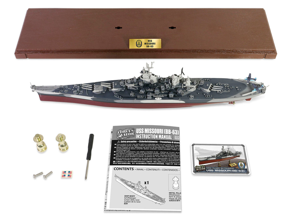 USS Missouri (BB-63) Iowa-class Battleship "Battle of Okinawa" (1945) United States Navy (Full Hull Edition) "Battleship" Series 1/700 Diecast Model by Forces of Valor-Forces Of Valor-ModelCars.com
