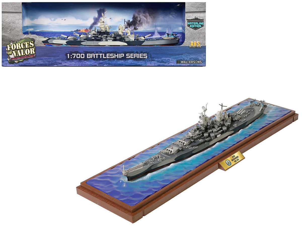 USS Missouri (BB-63) Iowa-class Battleship "Battle of Okinawa" (1945) United States Navy (Waterline Edition) "Battleship" Series 1/700 Diecast Model by Forces of Valor-Forces Of Valor-ModelCars.com