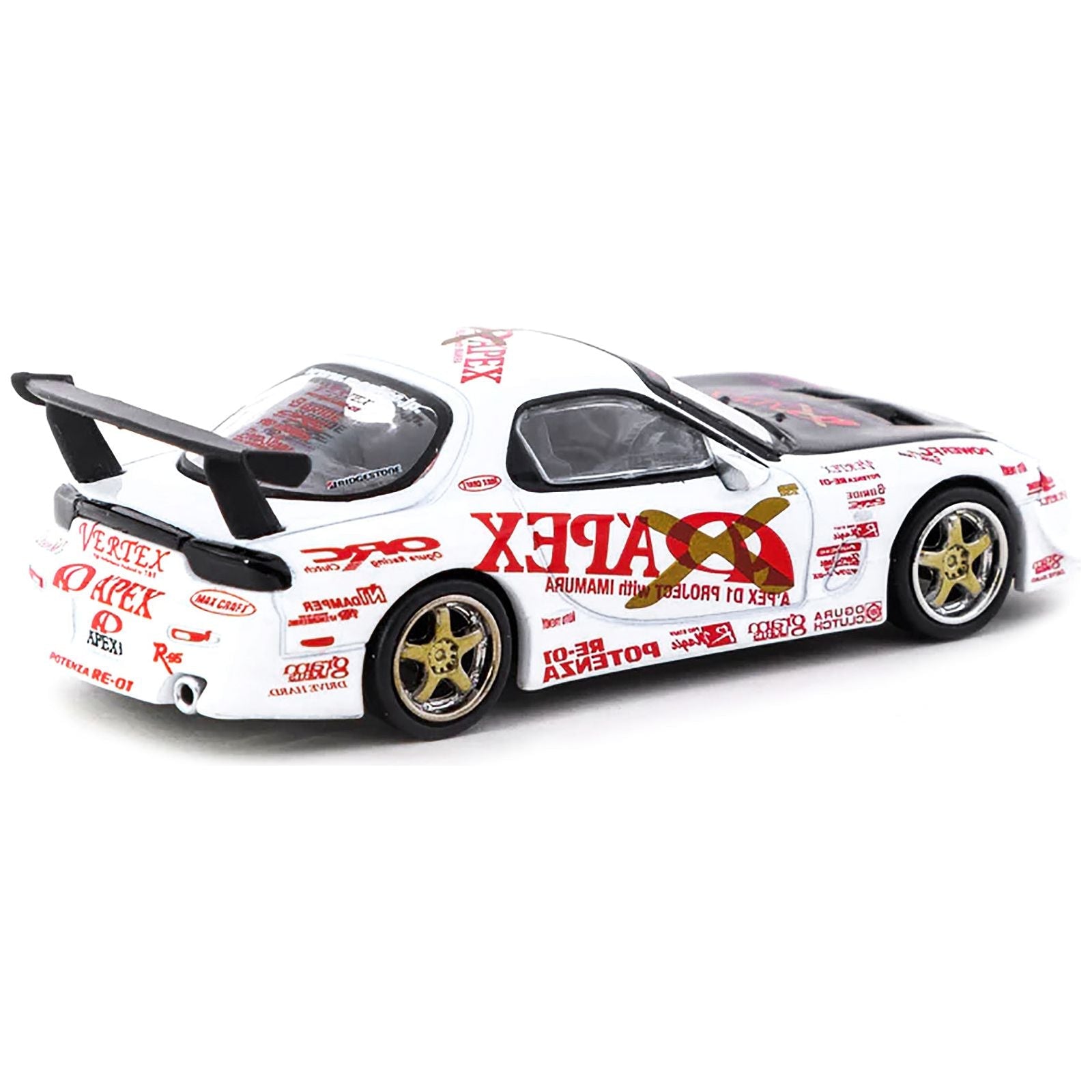 Vertex RX - 7 FD3S White with Graphics RHD (Right Hand Drive) "A'Pex D1 Project" "Global64" Series 1/64 Diecast Model Car by Tarmac Works - Tarmac Works - ModelCars.com
