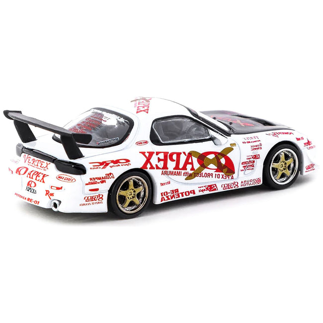 Vertex RX - 7 FD3S White with Graphics RHD (Right Hand Drive) "A'Pex D1 Project" "Global64" Series 1/64 Diecast Model Car by Tarmac Works - Tarmac Works - ModelCars.com