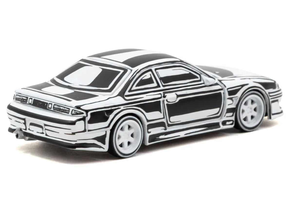 VERTEX Silvia (S14) "Designed by Joshua Vides" Black and White "Global64" Series 1/64 Diecast Model Car by Tarmac Works-Tarmac Works-ModelCars.com