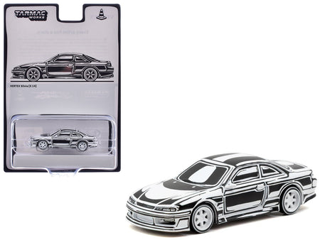 VERTEX Silvia (S14) "Designed by Joshua Vides" Black and White "Global64" Series 1/64 Diecast Model Car by Tarmac Works-Tarmac Works-ModelCars.com