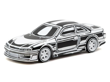 VERTEX Silvia (S14) "Designed by Joshua Vides" Black and White "Global64" Series 1/64 Diecast Model Car by Tarmac Works-Tarmac Works-ModelCars.com
