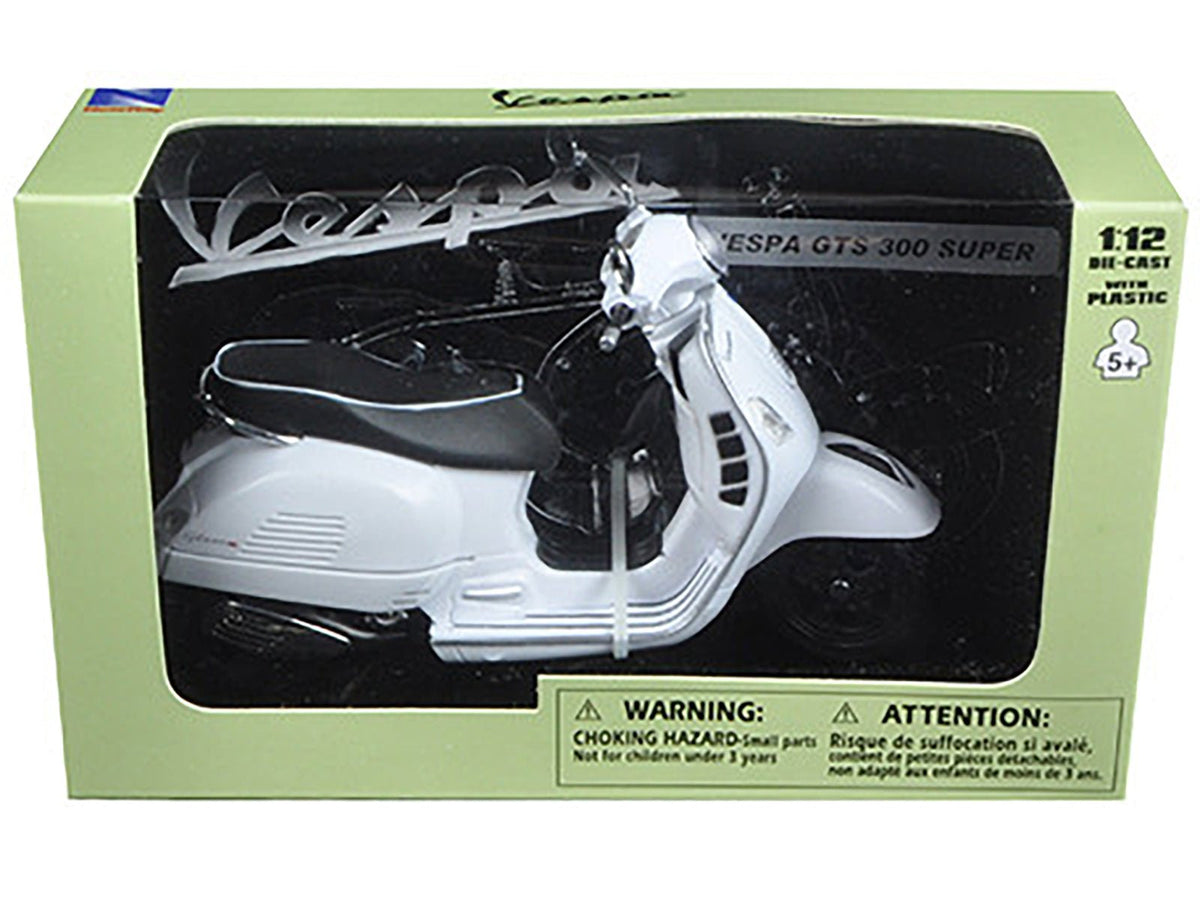 Vespa GTS 300 Super White Motorcycle 1/12 by New Ray-New Ray-ModelCars.com