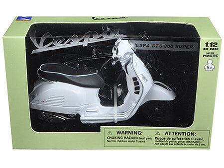 Vespa GTS 300 Super White Motorcycle 1/12 by New Ray-New Ray-ModelCars.com