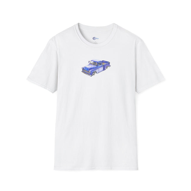 Vintage 1955 Step Side Chevy Truck Sketch T-Shirt, Classic Car Tee-Modelcars.com-ModelCars.com