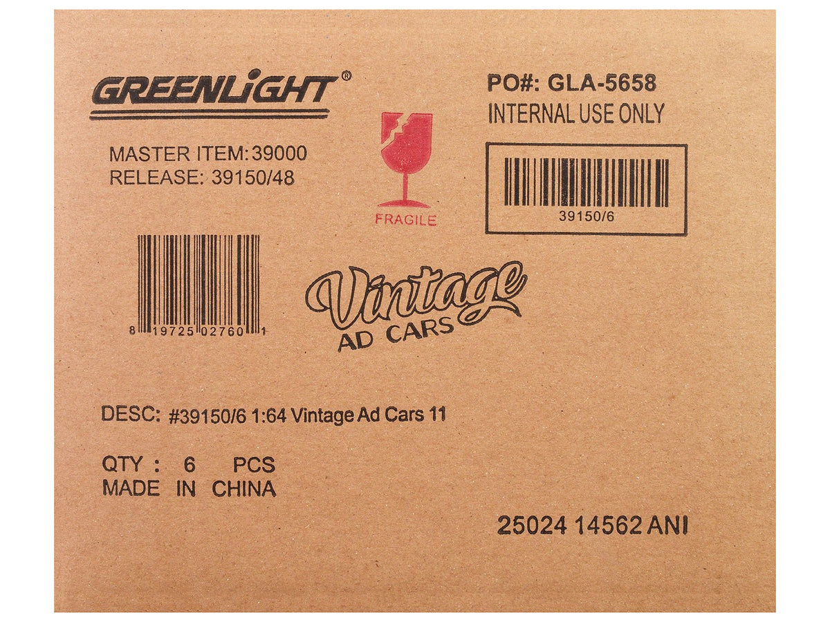 "Vintage Ad Cars" Series 11 Set of 6 pieces 1/64 Diecast Model Cars by Greenlight-Greenlight-ModelCars.com