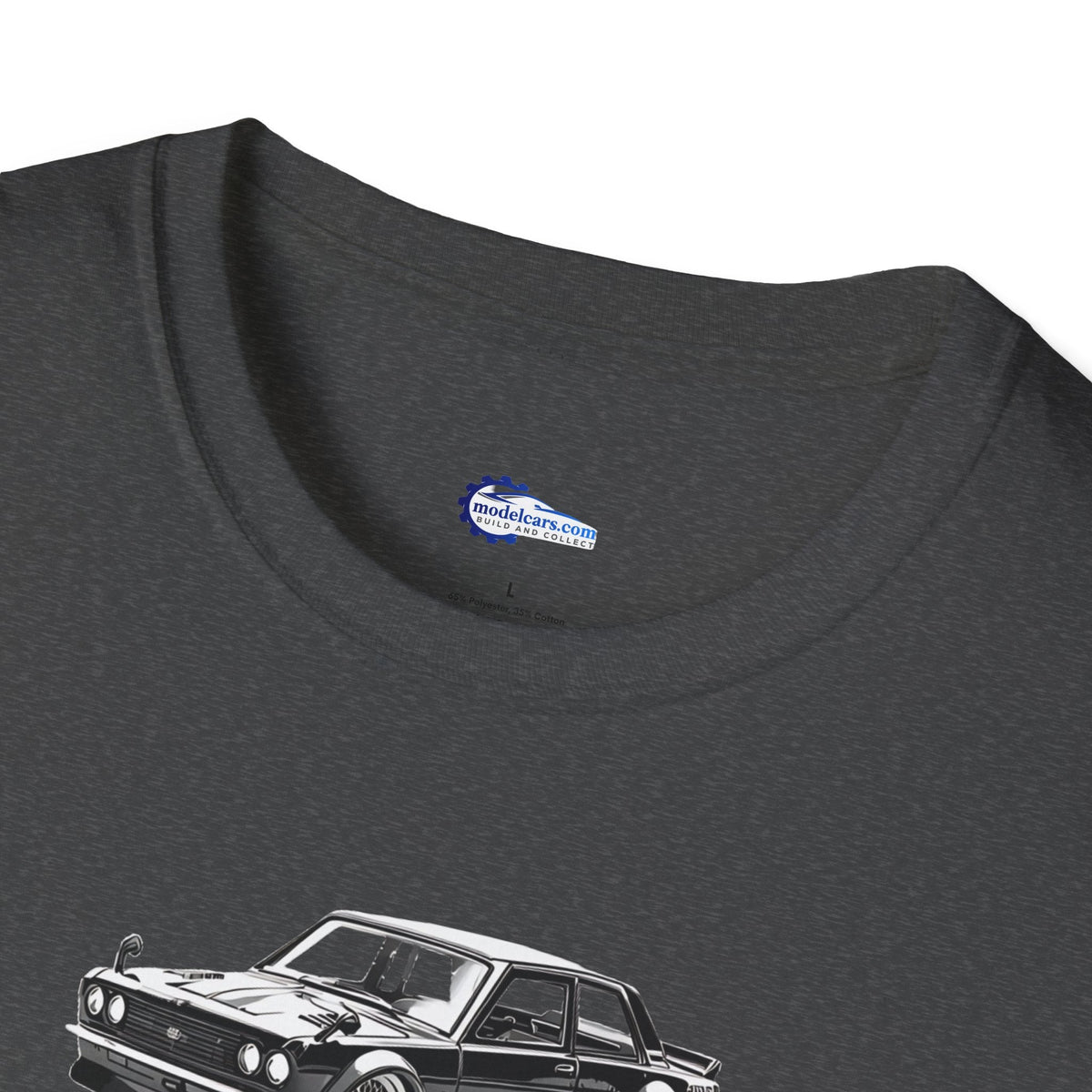 Vintage Car Sketch Art 1973 Black Datsun 510 T-Shirt, JDM Retro Car Tee, Classic-Modelcars.com-ModelCars.com