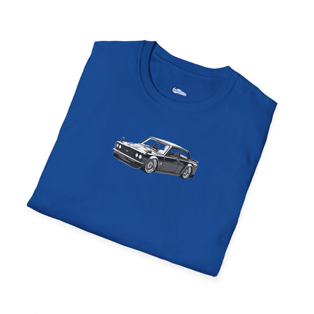 Vintage Car Sketch Art 1973 Black Datsun 510 T-Shirt, JDM Retro Car Tee, Classic-Modelcars.com-ModelCars.com