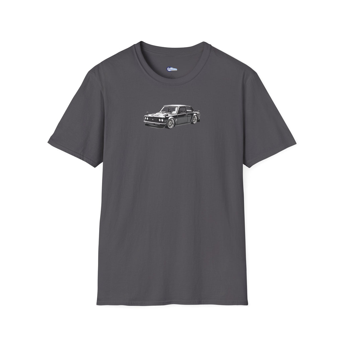 Vintage Car Sketch Art 1973 Black Datsun 510 T-Shirt, JDM Retro Car Tee, Classic-Modelcars.com-ModelCars.com