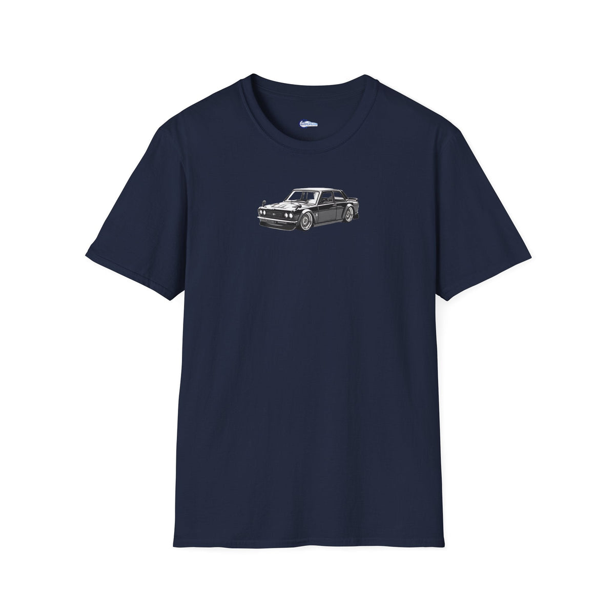 Vintage Car Sketch Art 1973 Black Datsun 510 T-Shirt, JDM Retro Car Tee, Classic-Modelcars.com-ModelCars.com