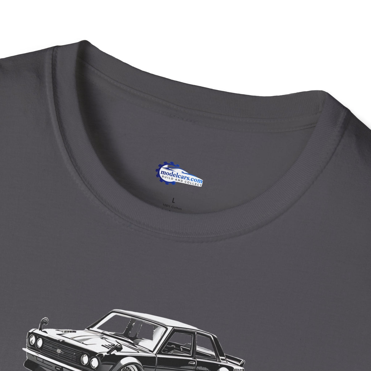 Vintage Car Sketch Art 1973 Black Datsun 510 T-Shirt, JDM Retro Car Tee, Classic-Modelcars.com-ModelCars.com