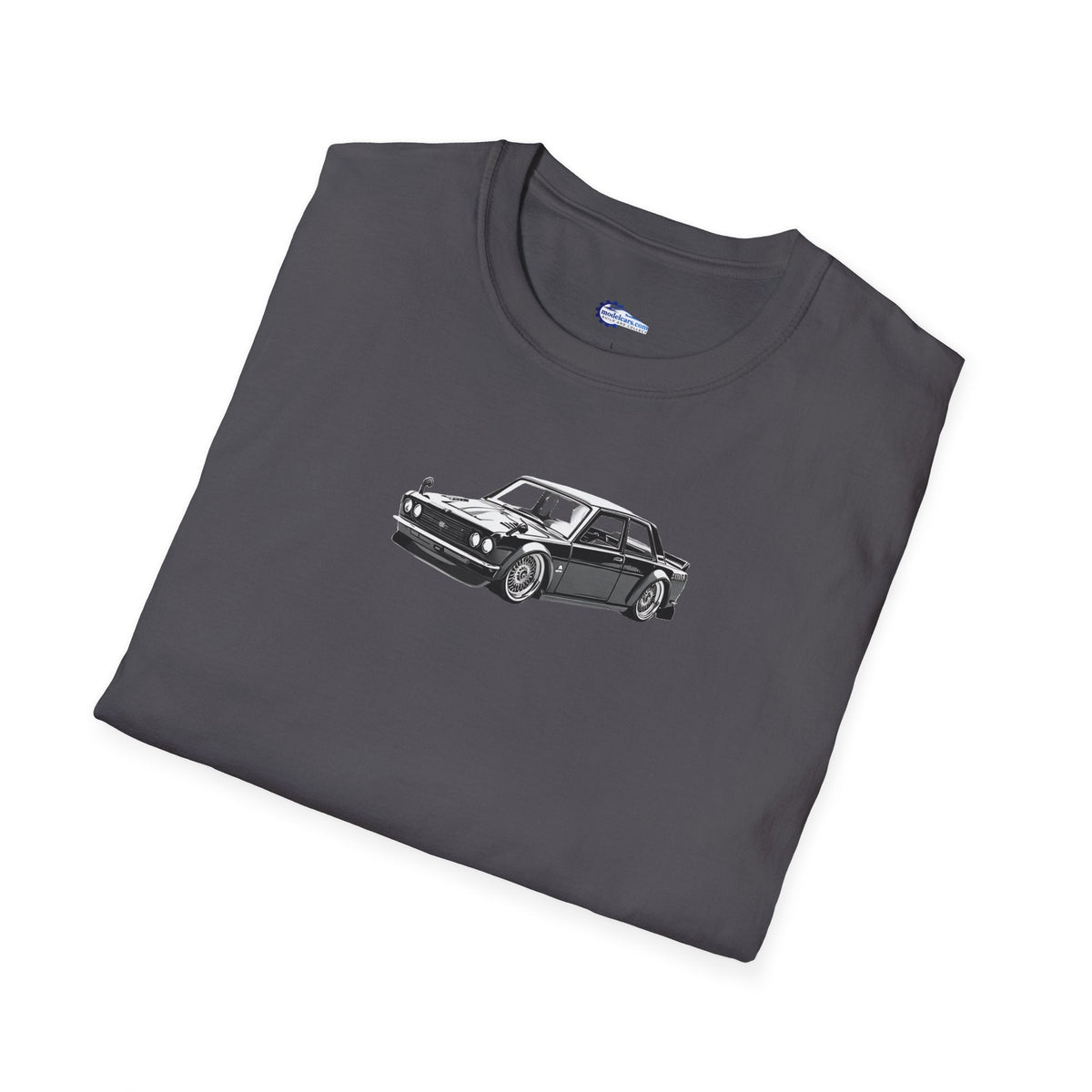 Vintage Car Sketch Art 1973 Black Datsun 510 T-Shirt, JDM Retro Car Tee, Classic-Modelcars.com-ModelCars.com