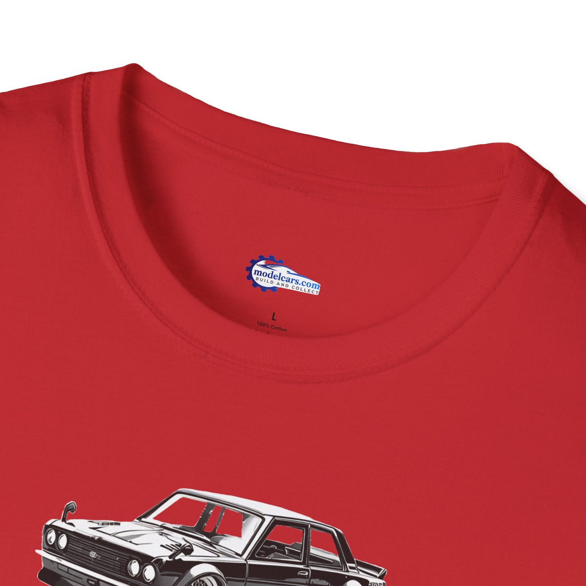 Vintage Car Sketch Art 1973 Black Datsun 510 T-Shirt, JDM Retro Car Tee, Classic-Modelcars.com-ModelCars.com