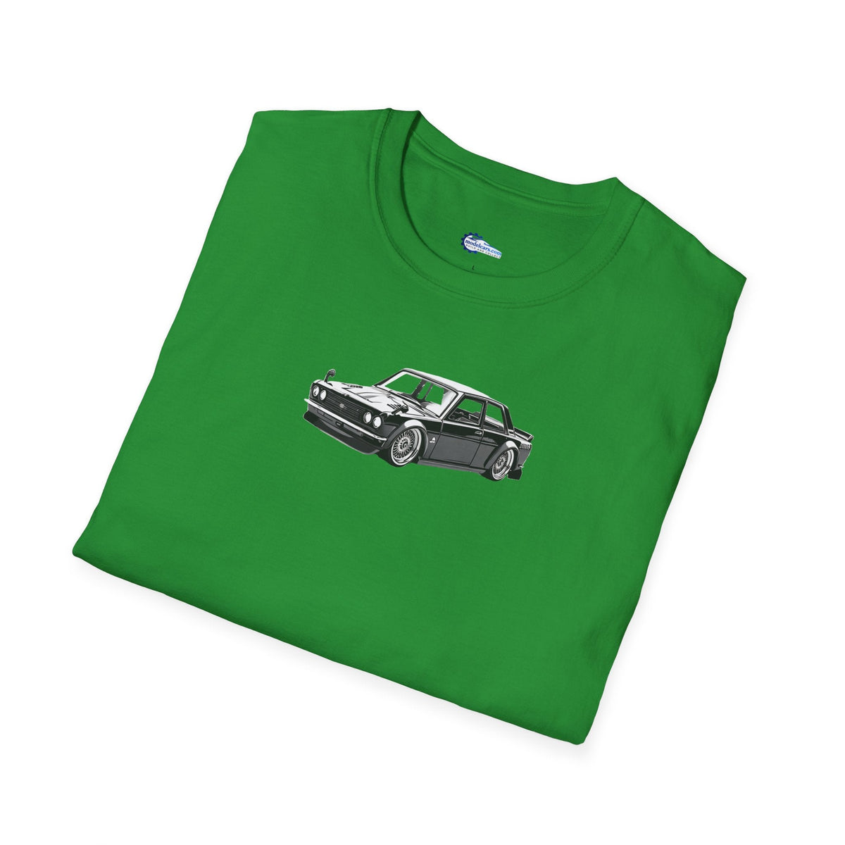Vintage Car Sketch Art 1973 Black Datsun 510 T-Shirt, JDM Retro Car Tee, Classic-Modelcars.com-ModelCars.com