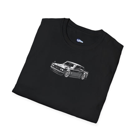 Vintage Car Sketch Art 1973 Black Datsun 510 T-Shirt, JDM Retro Car Tee, Classic-Modelcars.com-ModelCars.com