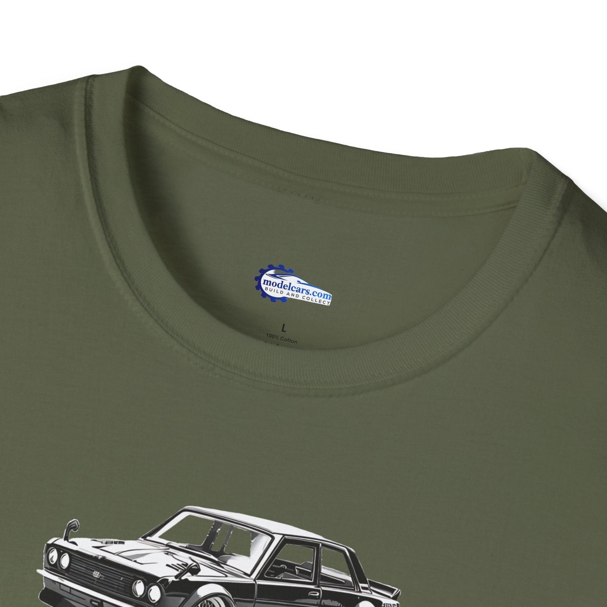 Vintage Car Sketch Art 1973 Black Datsun 510 T-Shirt, JDM Retro Car Tee, Classic-Modelcars.com-ModelCars.com