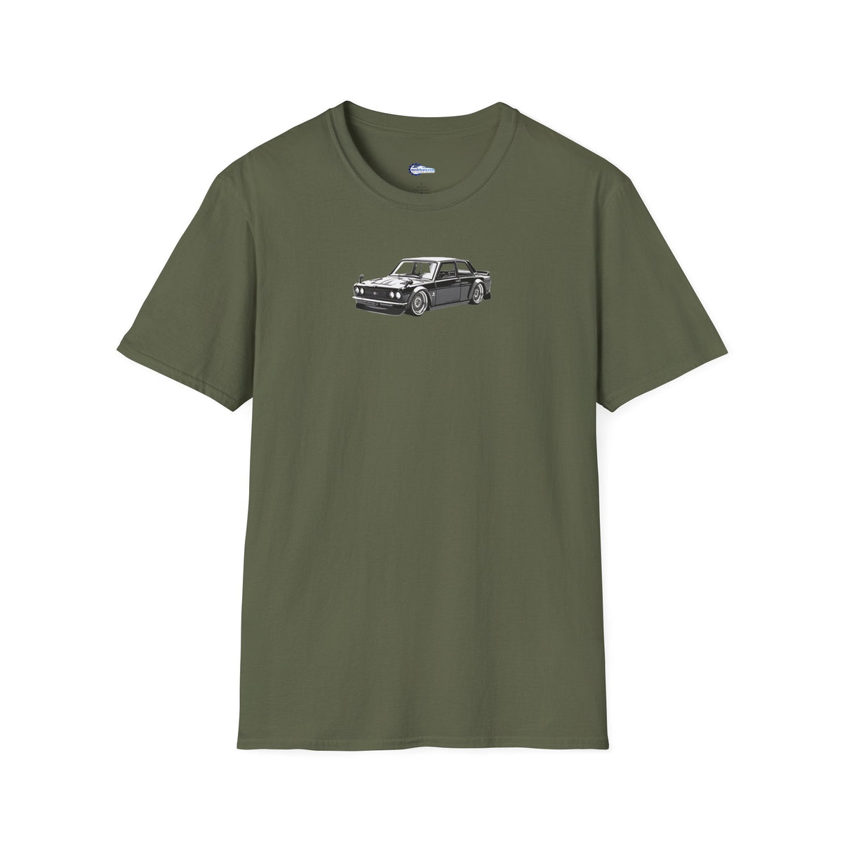 Vintage Car Sketch Art 1973 Black Datsun 510 T-Shirt, JDM Retro Car Tee, Classic-Modelcars.com-ModelCars.com