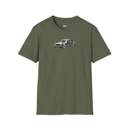 Vintage Car Sketch Art 1973 Black Datsun 510 T-Shirt, JDM Retro Car Tee, Classic-Modelcars.com-ModelCars.com