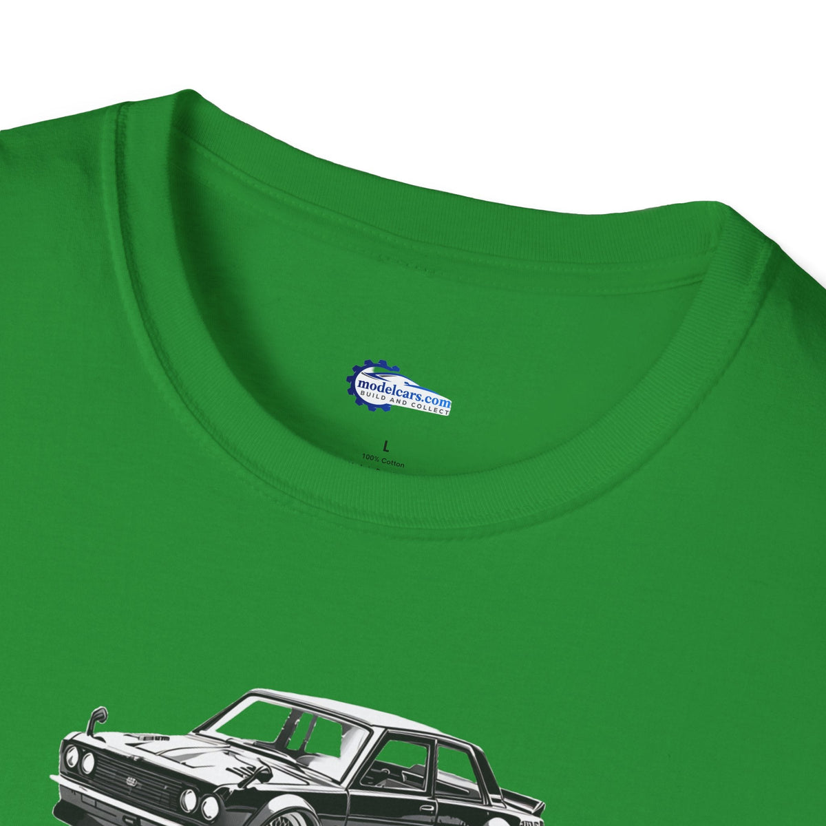 Vintage Car Sketch Art 1973 Black Datsun 510 T-Shirt, JDM Retro Car Tee, Classic-Modelcars.com-ModelCars.com