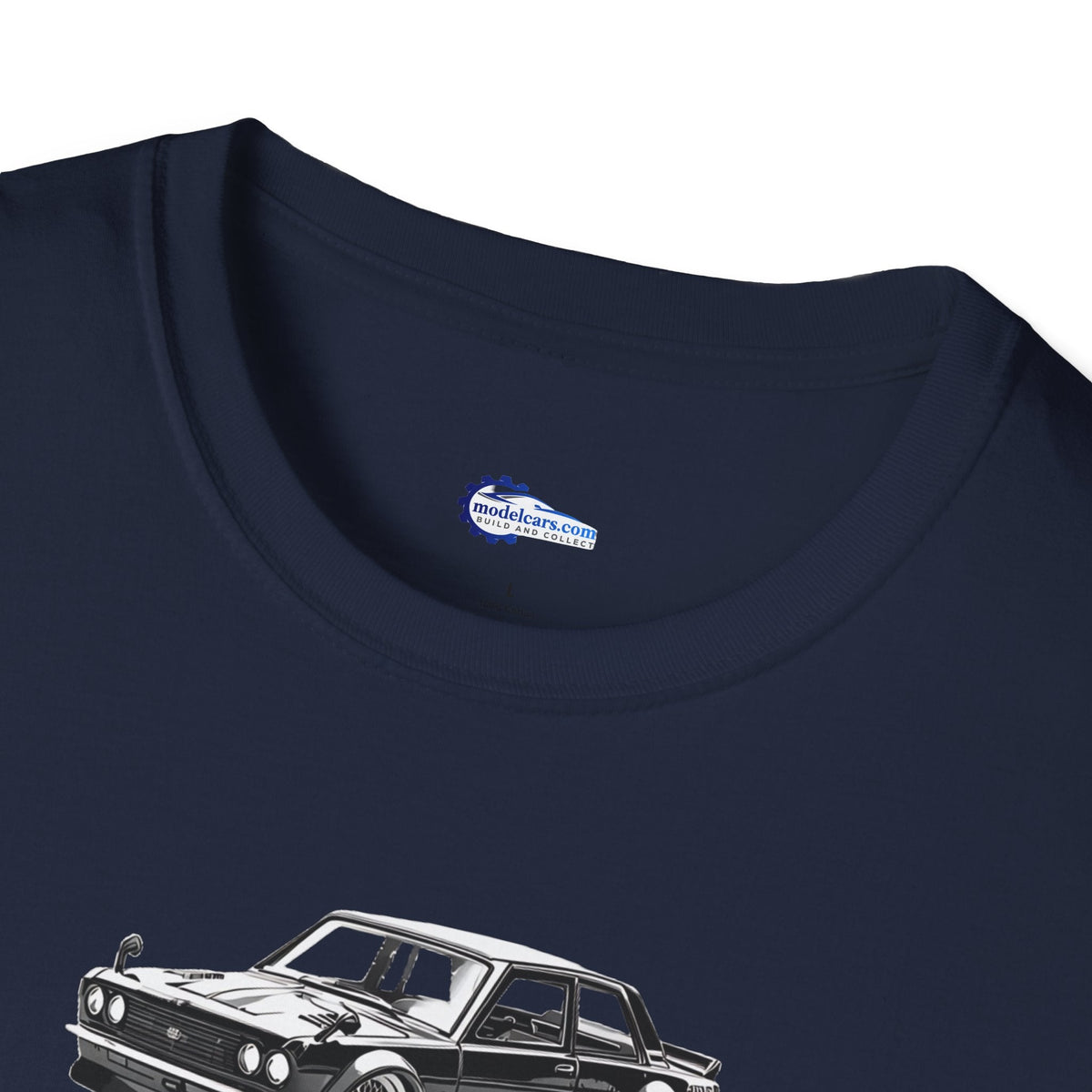 Vintage Car Sketch Art 1973 Black Datsun 510 T-Shirt, JDM Retro Car Tee, Classic-Modelcars.com-ModelCars.com