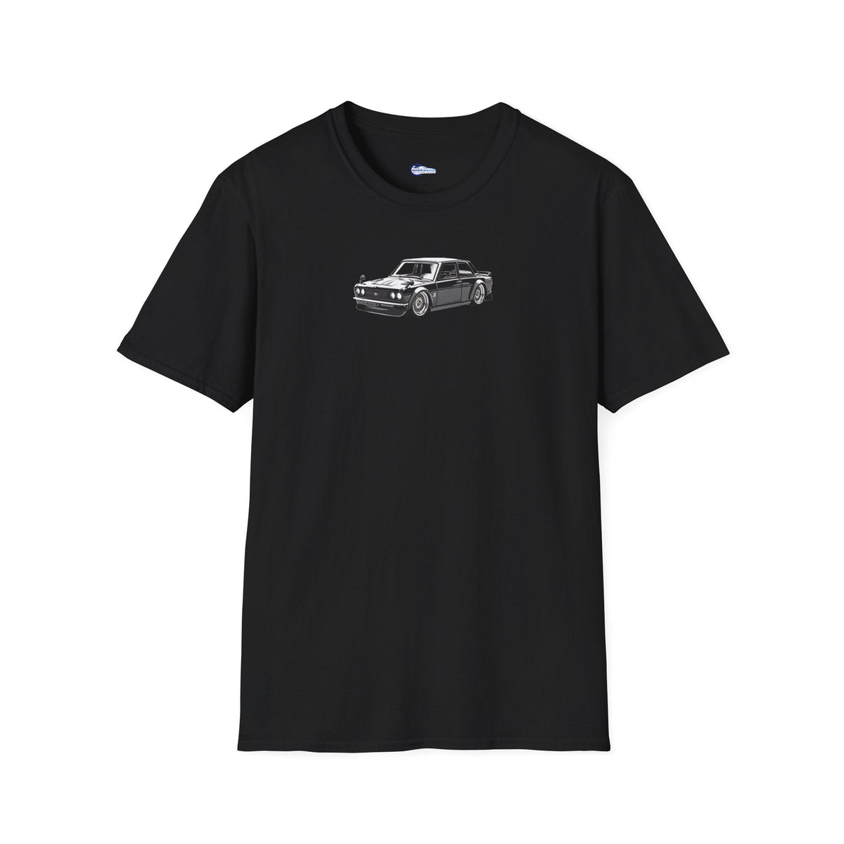 Vintage Car Sketch Art 1973 Black Datsun 510 T-Shirt, JDM Retro Car Tee, Classic-Modelcars.com-ModelCars.com