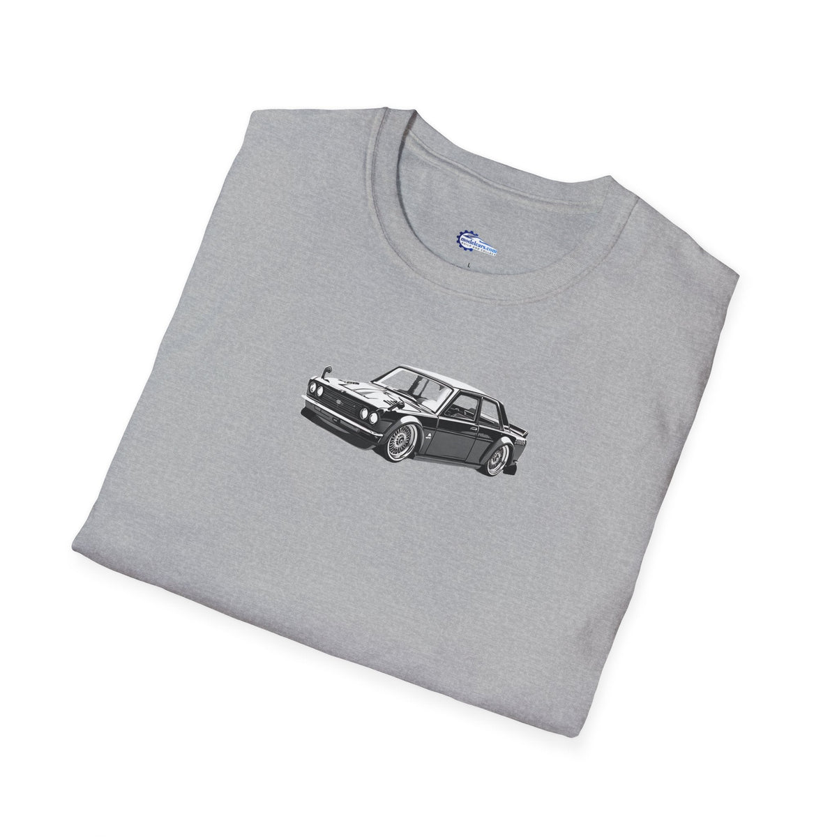 Vintage Car Sketch Art 1973 Black Datsun 510 T-Shirt, JDM Retro Car Tee, Classic-Modelcars.com-ModelCars.com