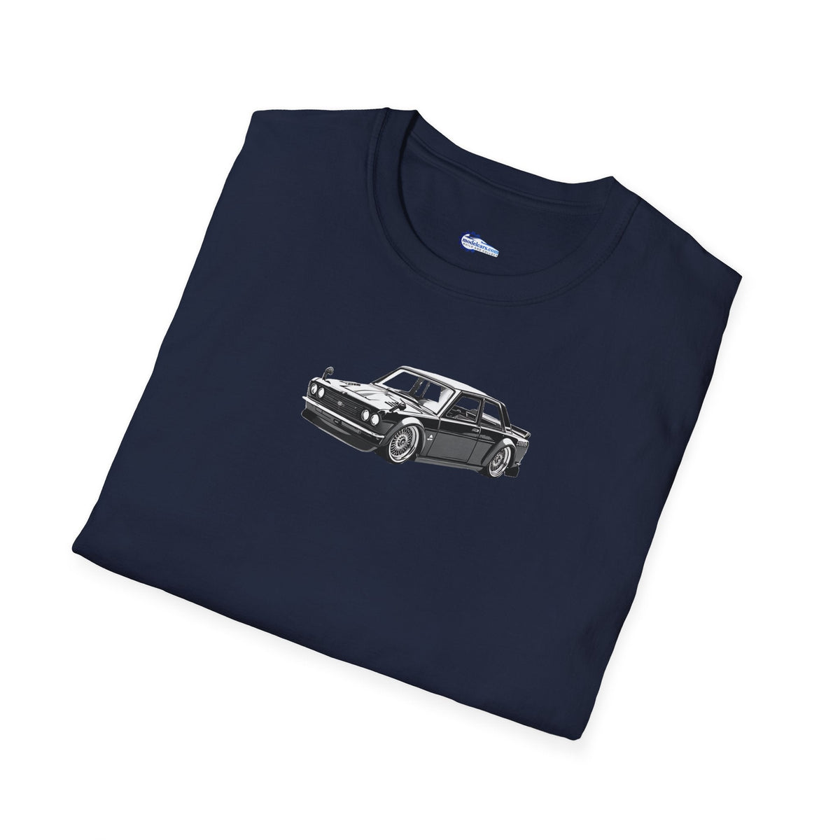 Vintage Car Sketch Art 1973 Black Datsun 510 T-Shirt, JDM Retro Car Tee, Classic-Modelcars.com-ModelCars.com