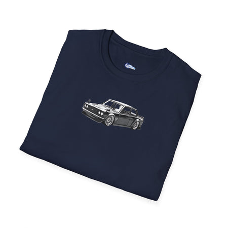 Vintage Car Sketch Art 1973 Black Datsun 510 T-Shirt, JDM Retro Car Tee, Classic-Modelcars.com-ModelCars.com