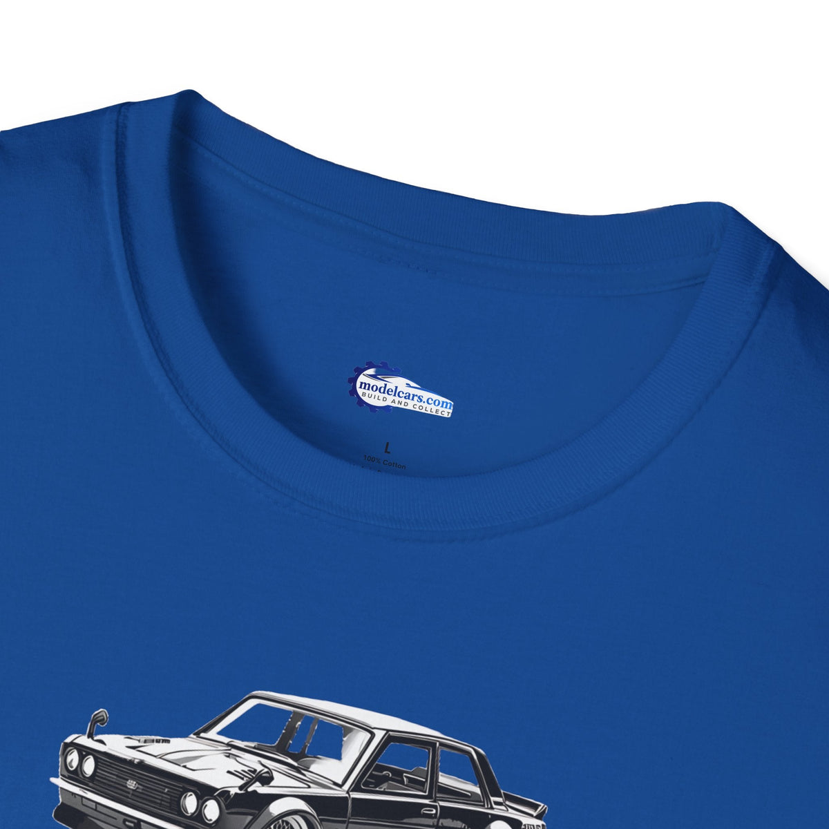 Vintage Car Sketch Art 1973 Black Datsun 510 T-Shirt, JDM Retro Car Tee, Classic-Modelcars.com-ModelCars.com