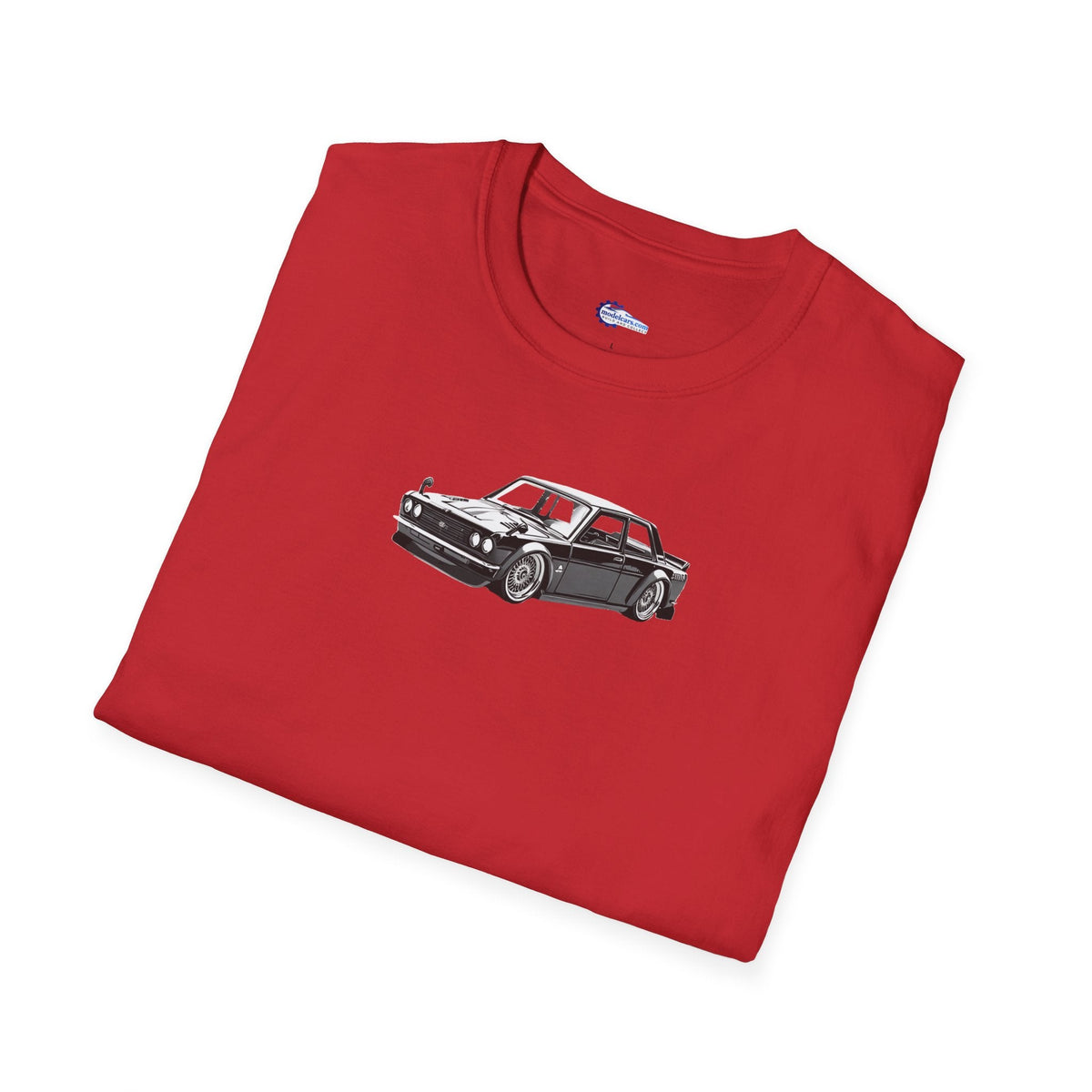 Vintage Car Sketch Art 1973 Black Datsun 510 T-Shirt, JDM Retro Car Tee, Classic-Modelcars.com-ModelCars.com