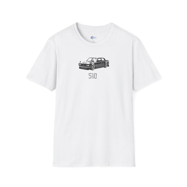 Vintage Sketch Art 1973 Black Datsun 510 T-Shirt, JDM Retro Car Tee, Classic with model designation-Modelcars.com-ModelCars.com