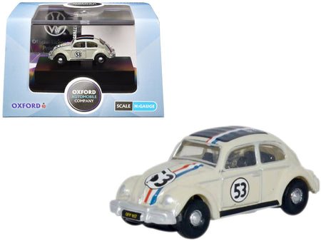 Volkswagen Beetle 53 Beige with Stripes and Black Top 1/148 (N) Scale Diecast Model Car by Oxford Diecast-Oxford Diecast-ModelCars.com