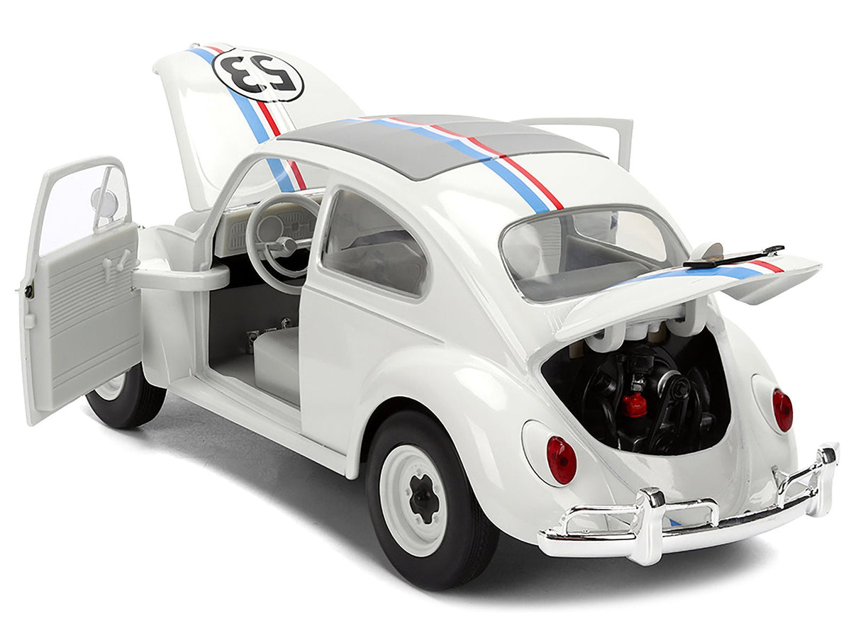 Volkswagen Beetle #53 "Herbie" White with Stripes "The Love Bug" (1968) Movie with Extra Wheels 1/24 Diecast Model Car by Jada-Jada-ModelCars.com
