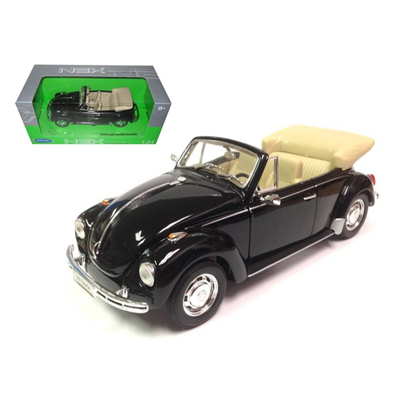Volkswagen Beetle Convertible Black 1/24 Diecast Model Car by Welly-Welly-ModelCars.com