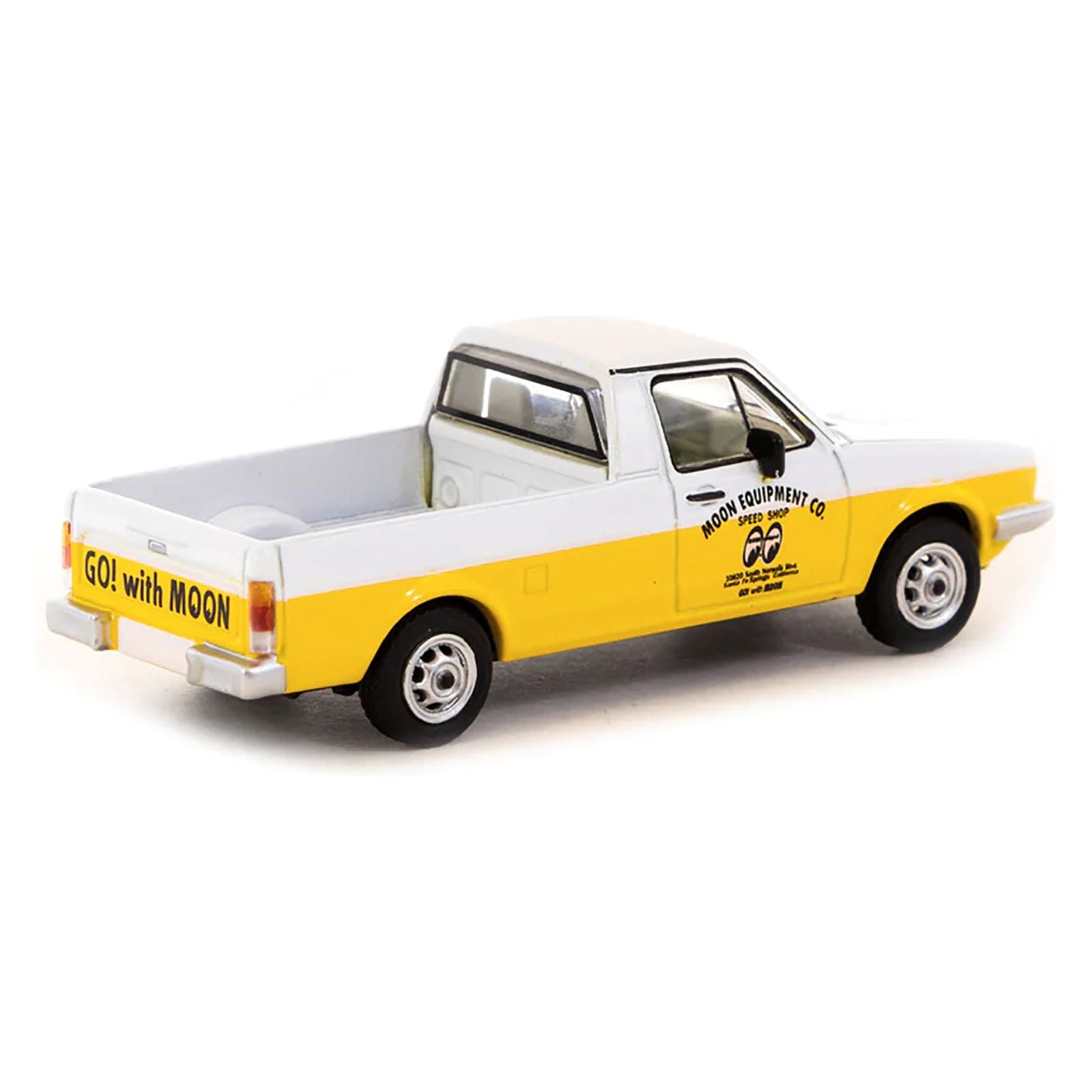 Volkswagen Caddy Pickup Truck White and Yellow "Moon Equipment Co. - Mooneyes" "Collab64" Series 1/64 Diecast Model Car by Schuco & Tarmac Works - Schuco - ModelCars.com