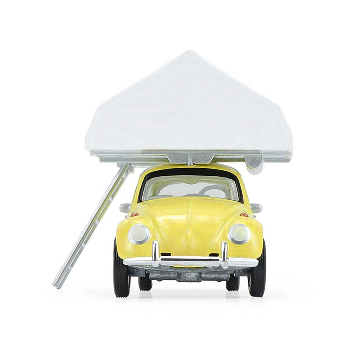 Volkswagen Classic Beetle Yellow with White Flower Graphics and Interior with Camp'otel Cartop Sleeper Tent "The Great Outdoors" Series 4 1/64 Diecast Model Car by Greenlight-Greenlight-ModelCars.com