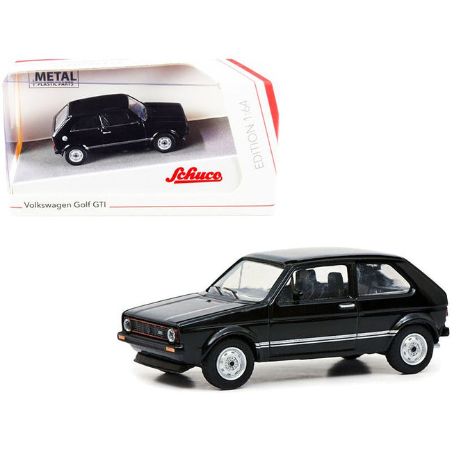 Volkswagen Golf GTI Black with Silver Stripes 1/64 Diecast Model Car by Schuco-Schuco-ModelCars.com